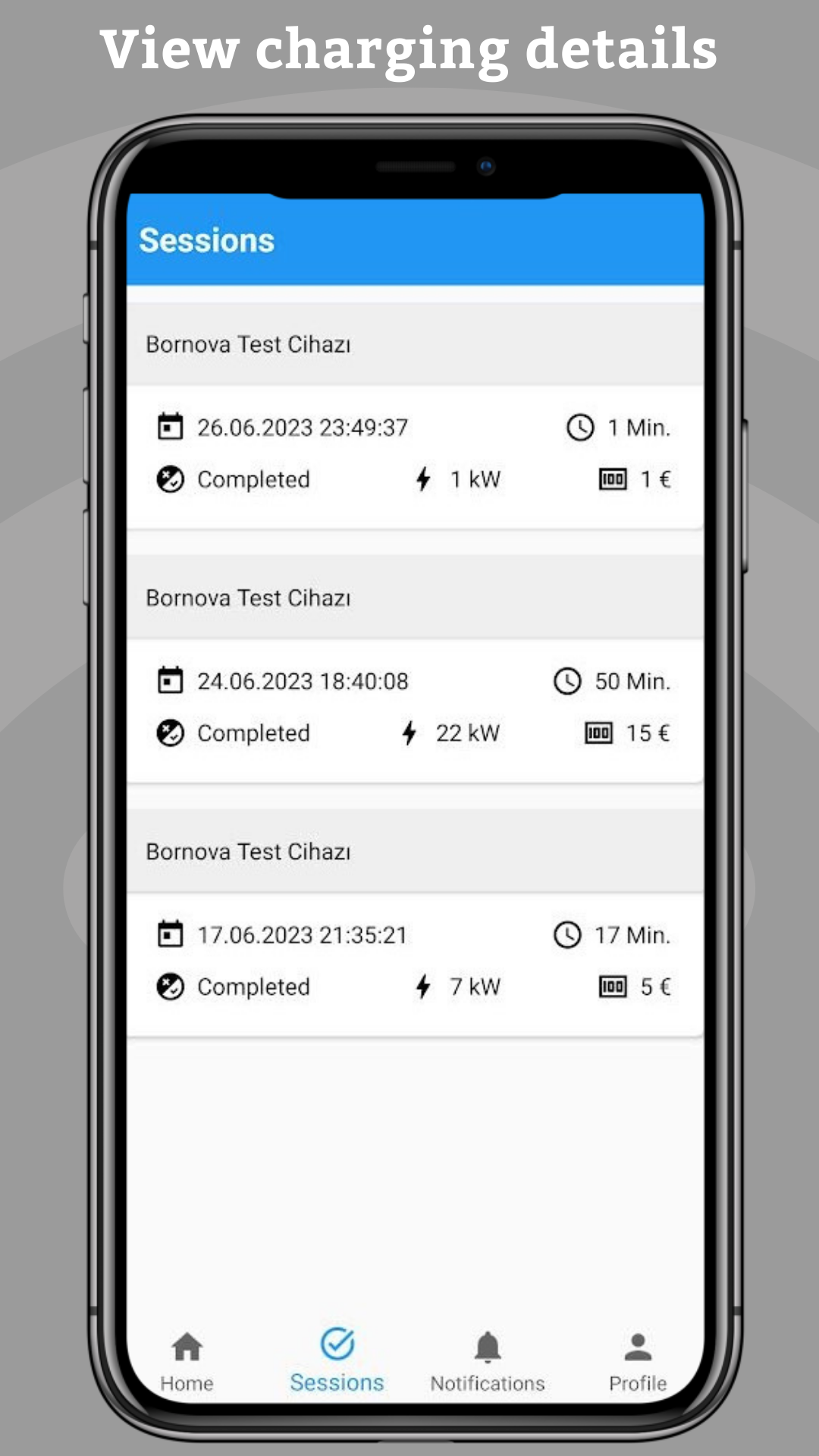 Mobil Apps - View charging details
